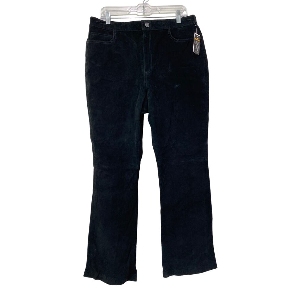NWT Vintage NY Jeans Black Genuine Suede Womens Sz 16 Straight Leg Western Biker